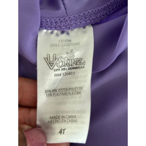 Toddler Girls Purple Rash Guard Set With Skirt & Hat Sea Turtle Print - Picture 11 of 12